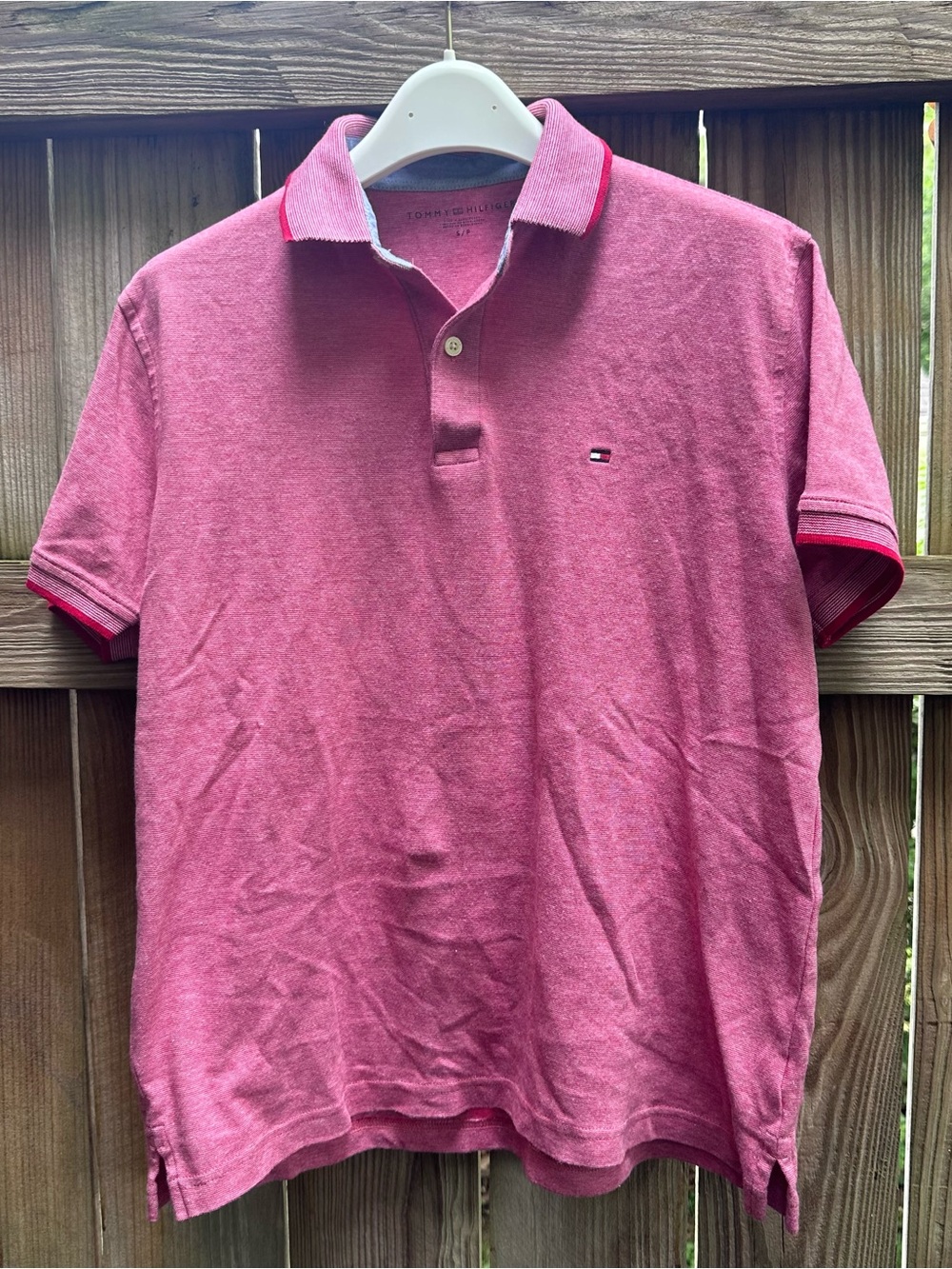 Tommy Hilfiger Men's Heathered Pink Polo with Contrast Trim